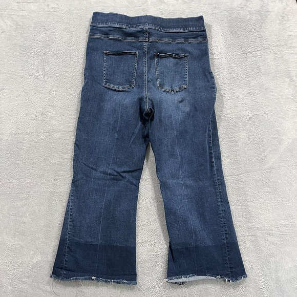 Spanx Jeans Women's 3X Pull On‎ Wide Leg Raw Hem Inseam 25" Short Blue Stretch - Picture 2 of 10